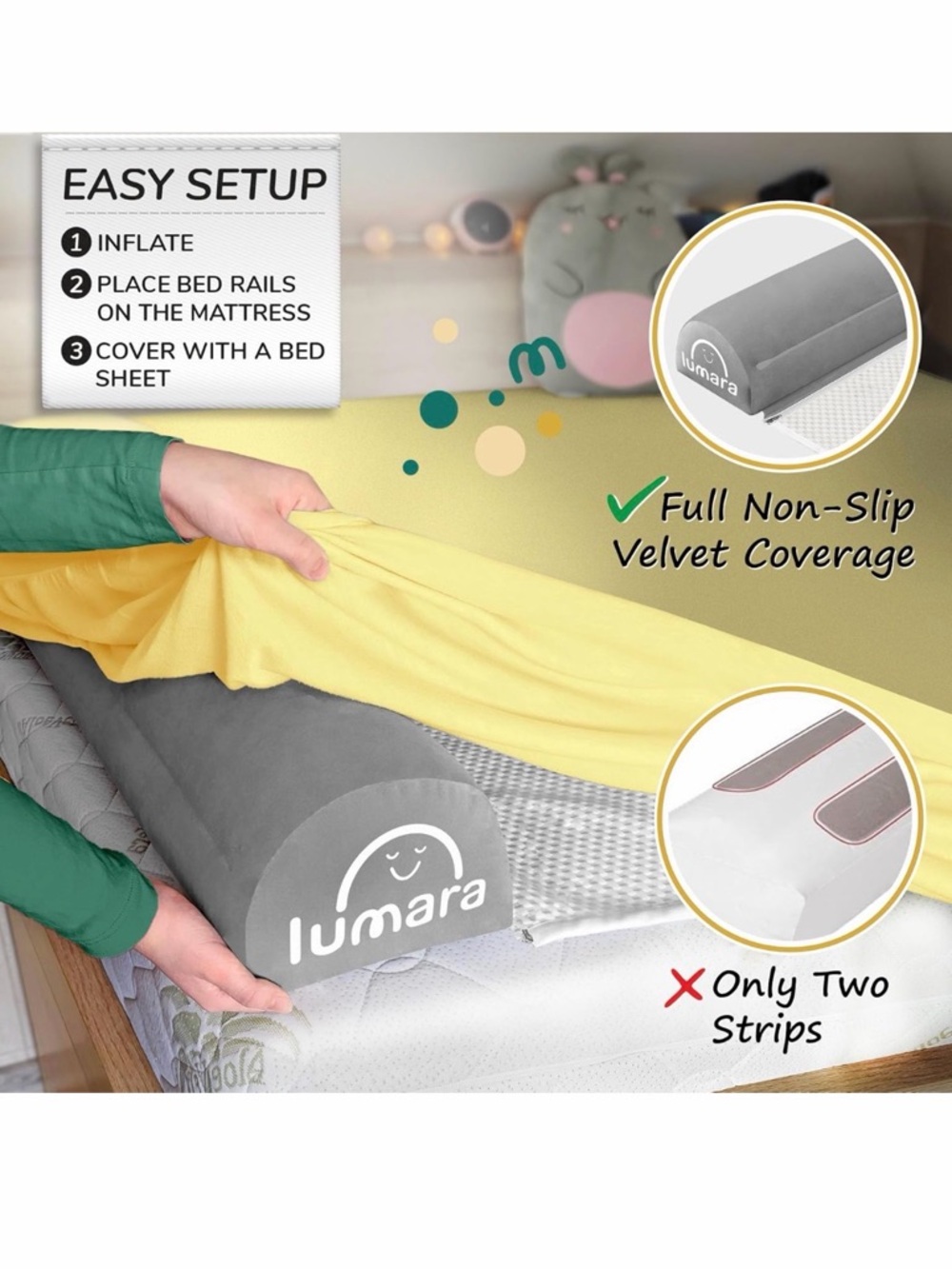 Inflatable 2 Pack Toddler🧒🏻Portable Travel🧭Bed🛏️Bumpers - Picture 7 of 10